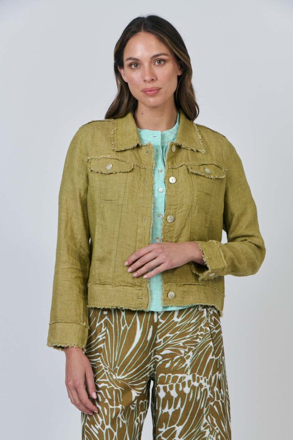 Cropped Linen Jacket - Image 3