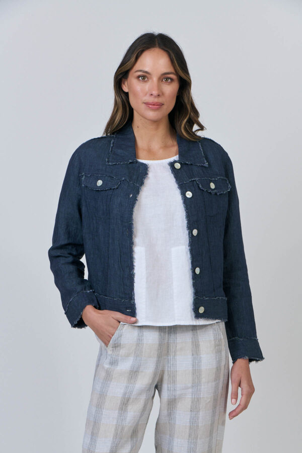 Cropped Linen Jacket - Image 4