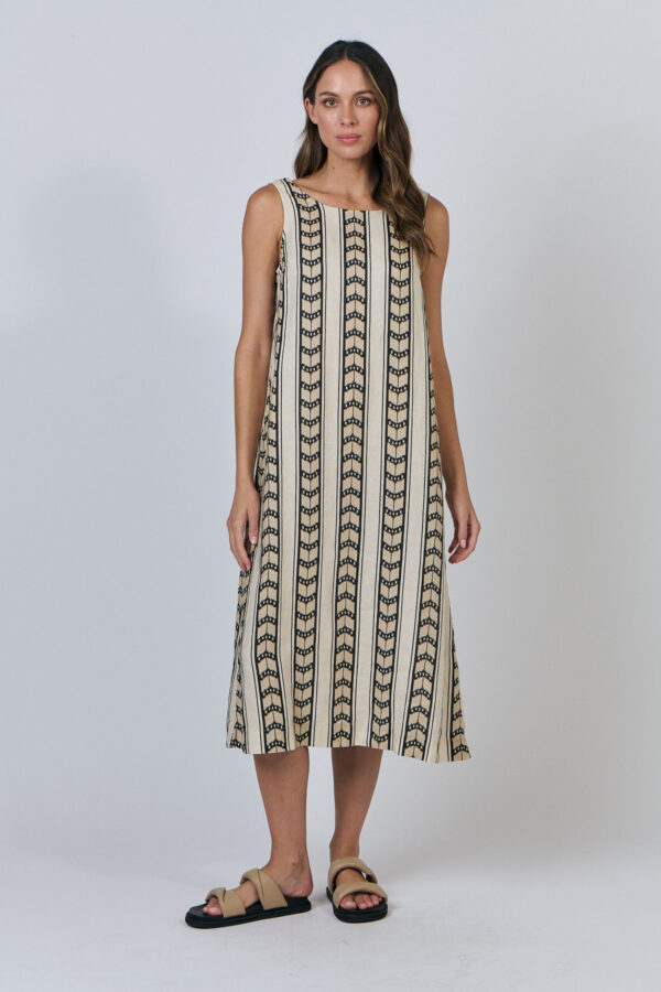 Linen Tank Dress - Chevron