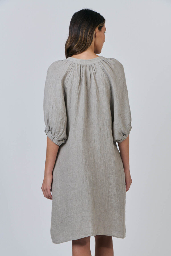 Button Tie Dress - Cement - Image 3
