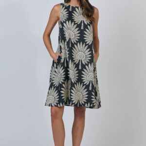 Sleeveless Linen Shift - Date Palm