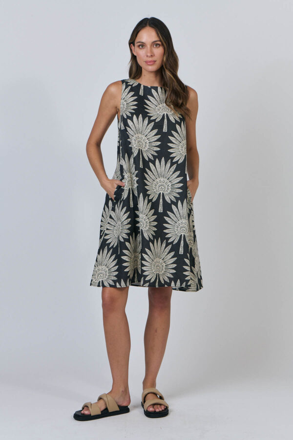 Sleeveless Linen Shift - Date Palm