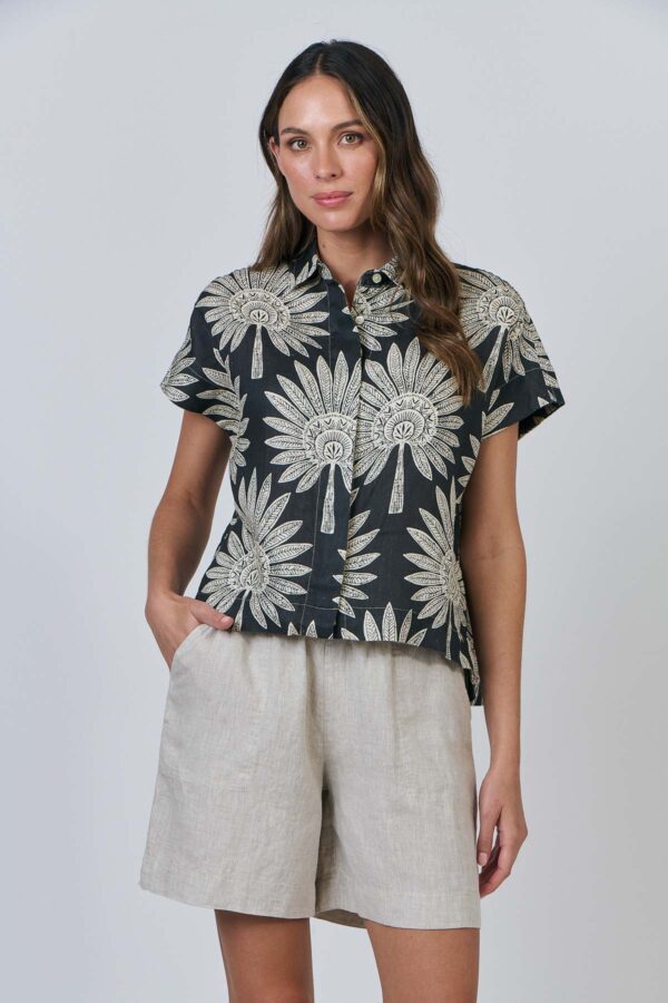 Linen top collared style