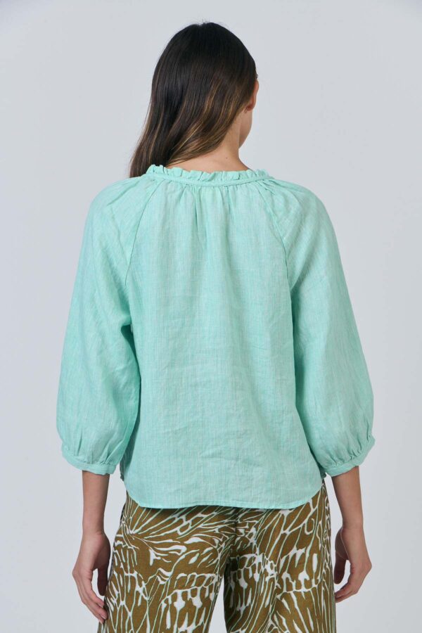 Linen Ruffle Top - Mint - Image 2