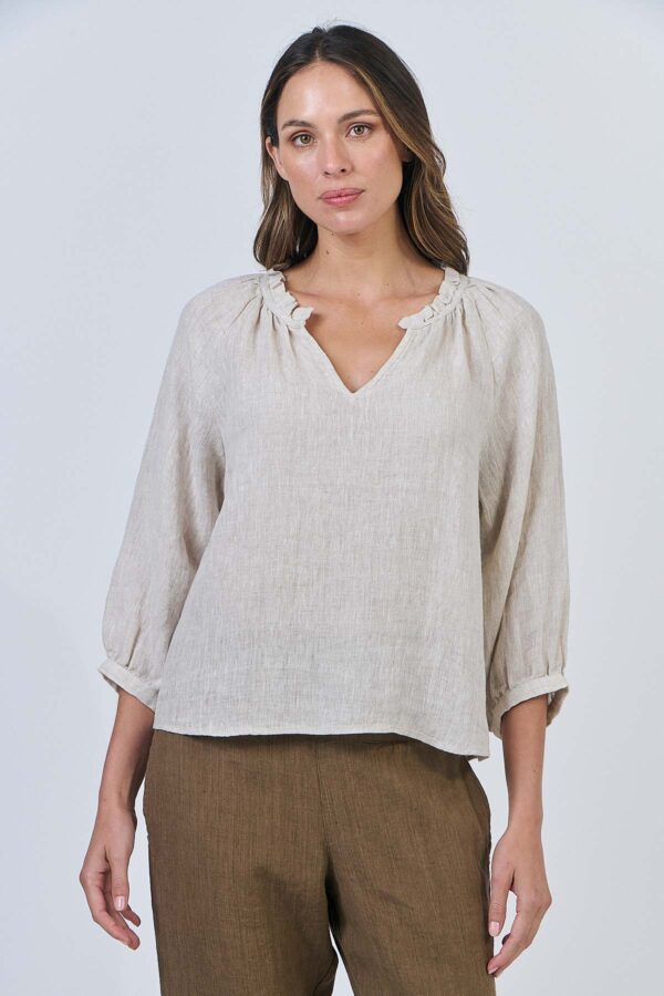Linen Ruffle Top - Soybean