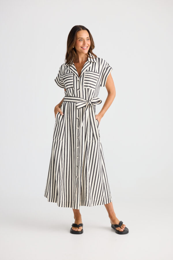 Portia Dress - Black Stripe