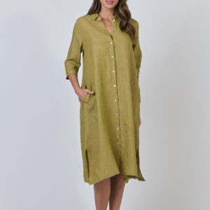Linen Midi Shirt Dress