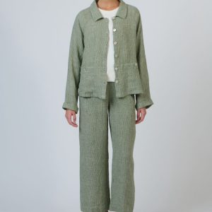 Wide Leg Long Linen Pant - Oregano