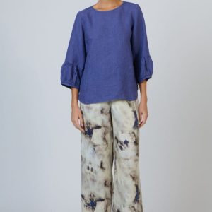 Wide Leg Long Linen Pant - Emperador
