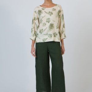 Wide Leg Long Linen Pant - Myrtle