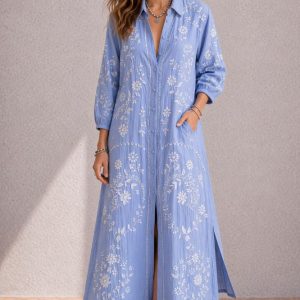 Feather Shirt Dress - Chambray