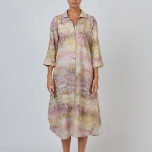 Linen Midi Shirt Dress - Jardin
