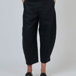 Cropped Linen Pant - Black
