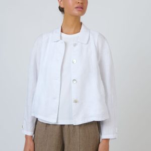 Cropped Linen Jacket - White