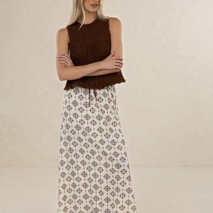 Vintage Tales Skirt - Cream/Choc