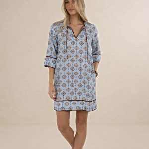 Vintage Tales Shift Dress - Blue/Choc